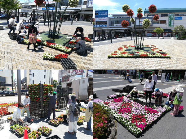 JR松本駅前の花飾り